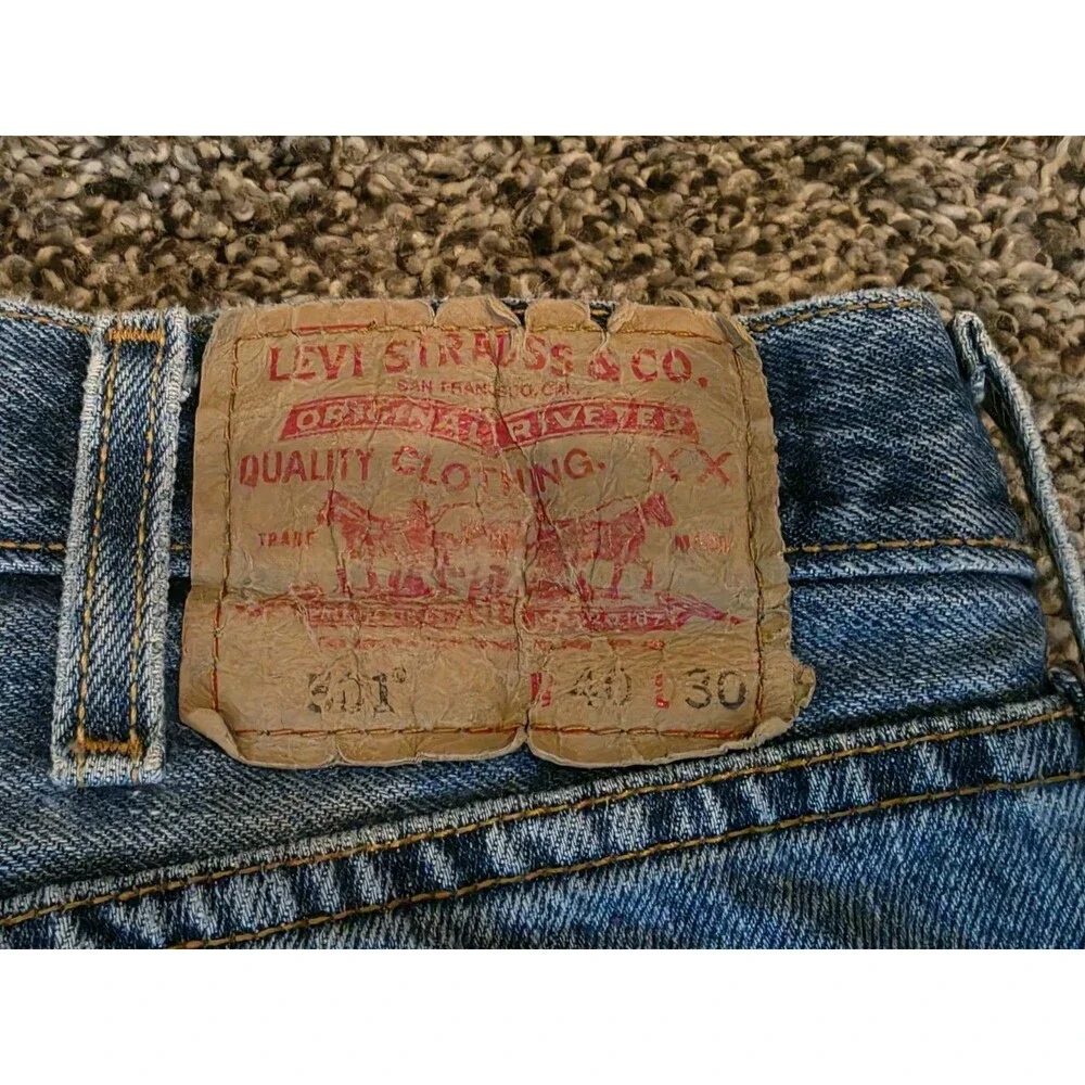 Vintage Levis 501 Blue Jeans 40x30 Straight Leg Button Fly Guatemala Y2K 90s